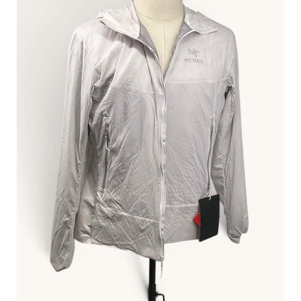 Arc'teryx Squamish Hoody Womens XL Light Gray Packable‎ Windbreaker Jacket NWT